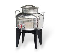Bidone fusto contenitore in acciaio inox per olio con supporto 5 lt Sansone