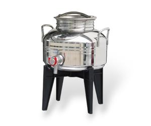 Bidone fusto contenitore in acciaio inox per olio con supporto 5 lt Sansone