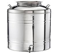 Bidone Fusto per olio con rubinetto da 25 litri giara damigiana in acciaio inox 18/10 contenitore vino miele acqua