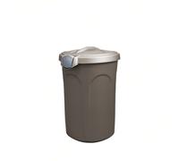 Bidone Gerry 23 Litri Tortora Diametro 37, Altezza 46 Contenitore in plastica con Coperchio e Clip di aggancio per conservare Il Cibo dei Vostri Animali
