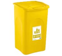 Bidone giallo 50LT con Coperchio + etichetta plastica per la Raccolta Differenziata Pattumiera Cestino contenitore Multiuso Made in Italy da interno o esterno casa giardino terrazzo locali commercial