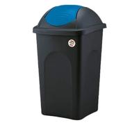 BIDONE IMMONDIZIA 'MULTIPAT' Lt. 60 - cm 39 x 39 x h.68 - nero/blu