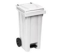 Bidone Immondizia Professionale a Pedale con Ruote Bianco 120 litri