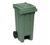 Bidone Immondizia Professionale a Pedale con Ruote Verde 120 litri