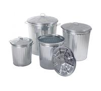 BIDONE SPAZZATURA ZINCATO CESTINO RIFIUTI PATTUMIERA IMMONDIZIA 80LT C/COP VLOOK
