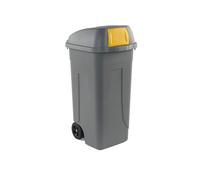 Bidone mobile Push - con coperchio - 49x54x95 cm - 100 L - grigio/giallo - Mobil