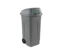 MobilPlastic - 100P-GRC-VES - Bidone mobile Push - con coperchio - 49x54x95 cm - 100 L - grigio-verde - Mobil Plastic - 86734 - Conf. da 1 Pz. - 100P-GRC-VES