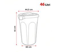 Bidone Multiuso con Ganci 8/23/46 Litri Chiusura Sicura Colori Argento e Tortora