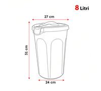 Stefanplast Bidone con Coperchio Speedy 8 Litri Tortora con Maniglie e Chiusura con Clip - marrone 8003507703148