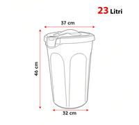 Bidone Multiuso con Ganci 8/23/46 Litri Chiusura Sicura Colori Argento e Tortora