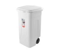 Bidone 'ottanta' 80 Litri Bianco Con Ruote Con Coperchio Sss