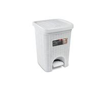 Bidone Pattumiera a Pedale Rattan Elegance Bianco stefanplast 6 Litri
