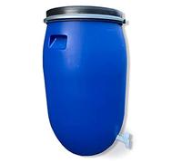 Bidone per acqua piovana a collo largo, 120 l, contenitore in plastica, blu