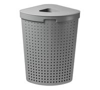 Plast Team Seoul Portabiancheria Angolare Cesto Biancheria Stile Scandinavo Ampio ed Elegante 62L Apertura Forma Diamante (Grigio)