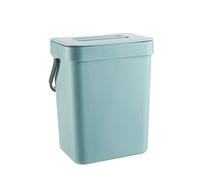 Bidone per Compost da Portatile da 3 Litri con Coperchio, Design a Parete, Facile da Riporre, Niente più Disordine, Materiale PP per Bagno (BLU)
