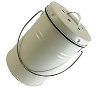 Bidone per Compost da Tavolo in Ferro Bianco con Coperchio Sigillato | Interni e Piano Tavolo, Design Smontabile Facile da Pulire, Manico per Trasporto, Salva Spazio