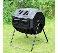 Bidone per compostaggio a doppia camera da 43 galloni, compostiera con porte scorrevoli, soluzione efficiente per il riciclaggio dei rifiuti da giardino e cucina, sistema di compostaggio ecologico