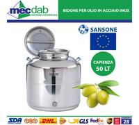 Bidone Per Olio in Acciaio Inox Sansone 15/30/50 LT Predisposizione Rubinetto