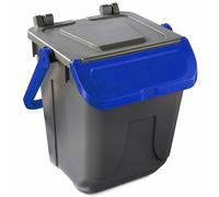 Bidone per raccolta differenziata grigio con sportello basculante blu 25 LT
