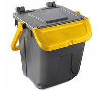 Bidone per raccolta differenziata grigio con sportello basculante giallo 25 LT