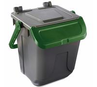 Bidone per raccolta differenziata grigio con sportello basculante verde 25 LT