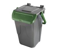 Bidone per raccolta differenziata grigio con sportello basculante verde - modello "Ecology" - 35 litri - Mobil Plastic
