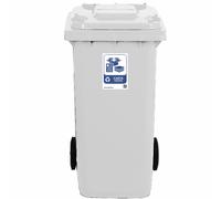 COSE DA CASA Bidone con ruote per rifiuti 120 LT pattumiera raccolta differenziata contenitore condominio ristoranti certificato UNI EN 840 (BIANCO)