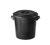 Bidone portarifiuti NERO con coperchio antirandagismo industriale 50 litri pattu