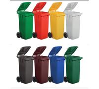 Bidone monocolore a due ruote per raccolta differenziata - 120 litri