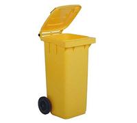 Bidone Rifiuti 120 lt Giallo Contenitore Rifiuti Ruote Pattumiera Esterno Interno Raccolta differenziata Sportello