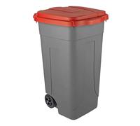 Bidone Spazzatura Carrellato Ottanta Grigio Rosso 80 lt - Raccolta Differenziata