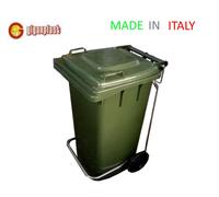CONTENITORE VERDE MAX 120 LITRI BIDONE SPAZZATURA CON PEDALE E RUOTE GIGANPLAST
