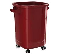 Bidone Spazzatura Esterno,Pattumiera for Raccolta Differenziata, Coperchio,Ruote,Plastica Resistente,Flessibile, Indeformabile e Impilabile, Resiste a Tutte Le Temperature, Rettangolare(Red-2,91L)