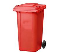 Bidone Spazzatura Esterno,Pattumiera per Raccolta Differenziata, Coperchio,Ruote,Plastica Resistente,Flessibile, Indeformabile e Impilabile, Resiste a Tutte Le Temperature, Rettangolare(Red,100L-2)