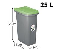 Bidone Spazzatura Plastica Coperchio Colorato Eco System 25L Cestino Rifiuti