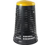 BIDONE TRESPOLO DIAMETRO 58, ALTEZZA 90, LITRI 100 CON COPERCHIO GIALLO CESTO CE