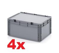 Bidoni 60x40x28,5 Con Coperchio Contenitori Impilabili Lagerbox Box 600x400x285
