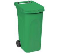 Bidoni da 80 litri per la Raccolta Differenziata con ruote Pattumiera contenitori pub bar ristoranti casa giardino carrellati (Verde)