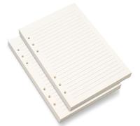 Bidponds Carta a righe formato A5, 6 fori, per raccoglitori A5 Filofax, fogli sfusi a righe da 8 mm, 80 fogli/160 pagine, 14 x 21 cm, beige (2)