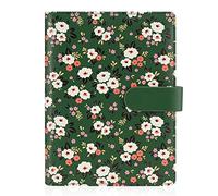 Bidponds Raccoglitore a 6 anelli, formato A5, con motivo floreale, in pelle PU, colore: verde scuro