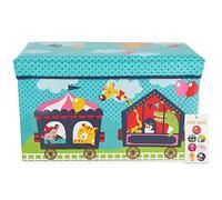 BIECO Box Contenitore con Coperchio Circo | Contenitore Giochi | Cassa Portagiochi con Coperchio, Scatola, Panca Portaoggetti, Sedile, Pouf, Baule Porta Giochi