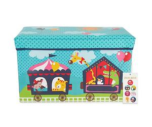 BIECO Box Contenitore con Coperchio Circo | Contenitore Giochi | Cassa Portagiochi con Coperchio, Scatola, Panca Portaoggetti, Sedile, Pouf, Baule Porta Giochi