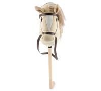 BIECO Cavallo Giocattolo Beige - Taglia S, con Briglia | Bastone & Coda Rimovibili, per Salto Ostacoli, Dressage & Gioco | Cavalli Giocattolo
