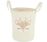 Bieco Cestino Portabiancheria Bambini Deer Ella | Cesto Grande per Bambini in Cotone e Idrorepellente | Cesto Portabiancheria Bambini Cesta Giochi Bambini Cesta Porta Giochi Cesto Portagiochi Bambini