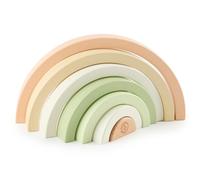 Bieco Coniglio in Legno Arcobaleno | Torre Impilabile Montessori per Bambini da 1 Anno | Gioco in Legno Decorazione