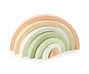Bieco Coniglio in Legno Arcobaleno | Torre Impilabile Montessori per Bambini da 1 Anno | Gioco in Legno Decorazione
