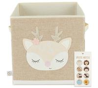 BIECO Contenitore Giochi Bambini | Motivo Cervo Ella 36L Pieghevole | 33x33x33 cm | Ceste Porta Giochi | Scatola Portagiochi Kallax
