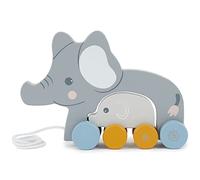 Bieco Elefante in Legno da Tirare | Giocattolo Trainabile da 1 Anno | Animale da Traino per Bambini
