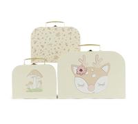 Bieco Ella Vintage Flowers - Set di 3 valigie per bambini, con manici in metallo, confezione regalo, piccola valigetta per bambini, valigetta per bambini