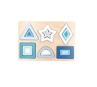 Bieco Giocattolo in legno per bambini, puzzle geometrico a partire da 1 anno, pastello, forme, puzzle per bambini, puzzle in legno, blocchi da costruzione, puzzle in legno, forme e colori